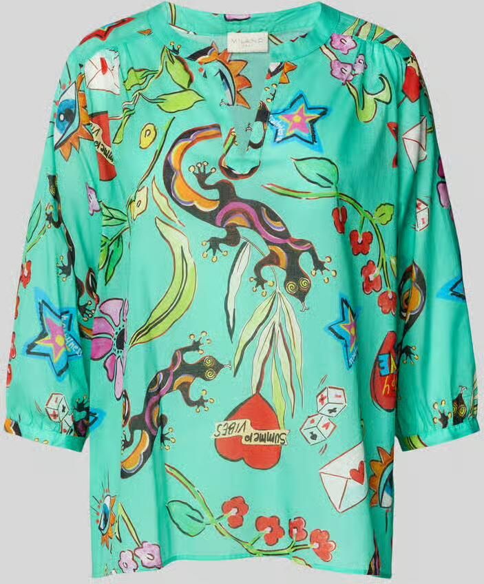 Milano italy Regular fit blouse met 3 4-mouwen