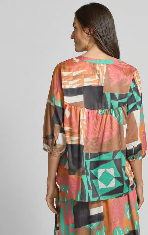 Milano italy Regular fit blouse met 3 4-mouwen