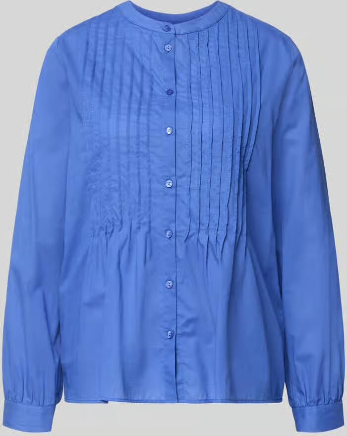 Milano italy regular fit blouse met ronde hals en plooien