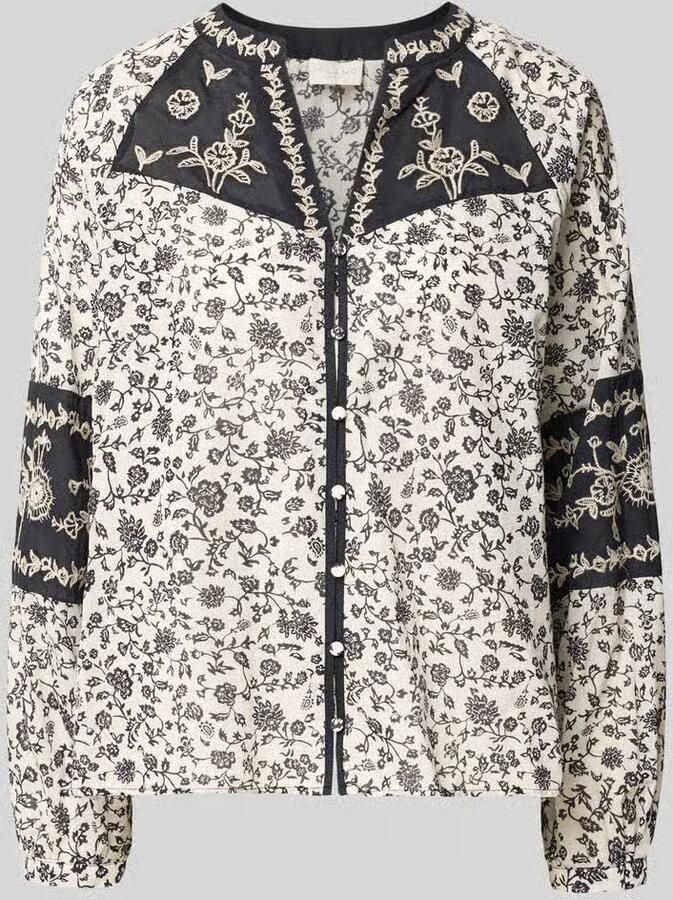Milano italy Regular fit blouse met v-hals en stitchings