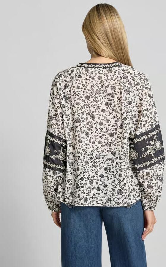 Milano italy Regular fit blouse met v-hals en stitchings - Foto 3