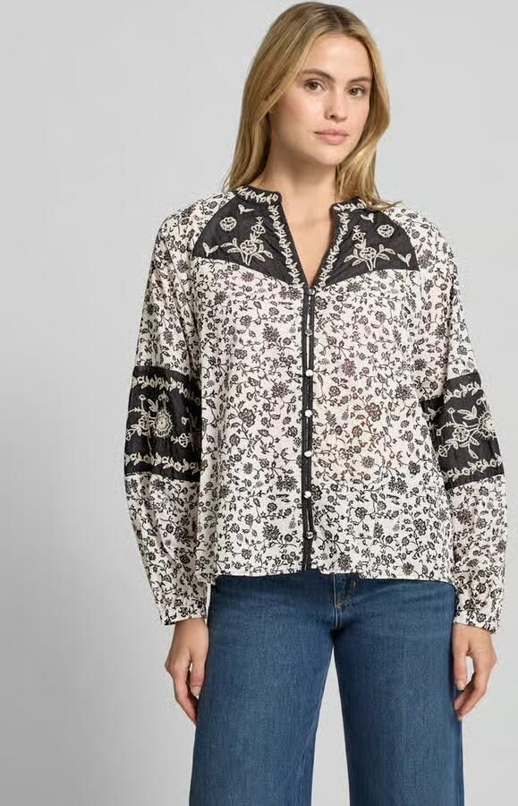 Milano italy Regular fit blouse met v-hals en stitchings - Foto 2