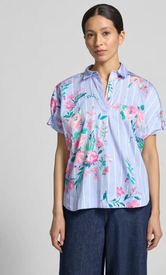Milano italy regular fit blouse van katoen in all-over look - Foto 4