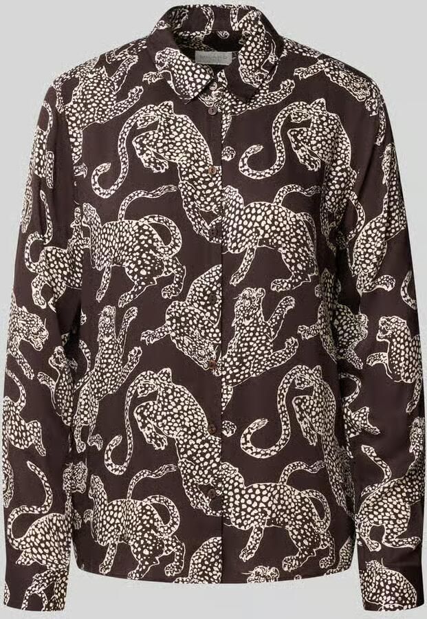 Milano italy Regular fit blouse van viscose in all-over look
