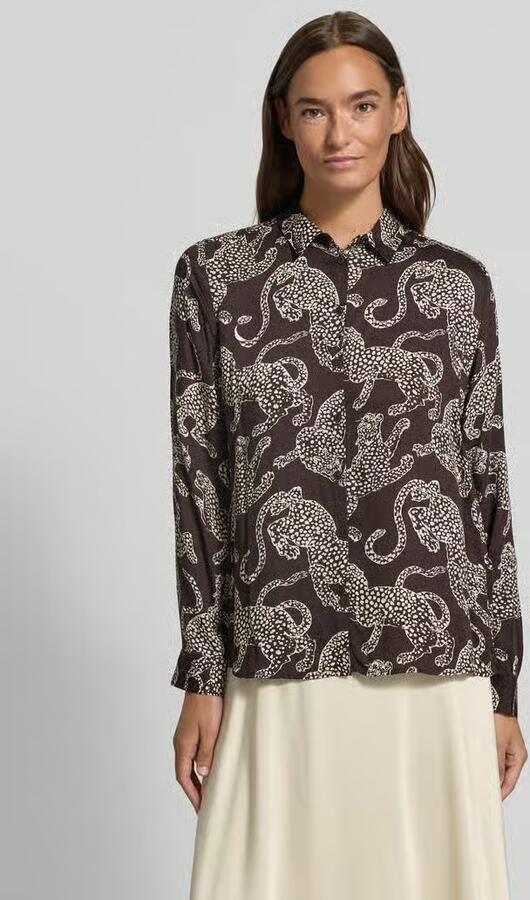 Milano italy Regular fit blouse van viscose in all-over look - Foto 2