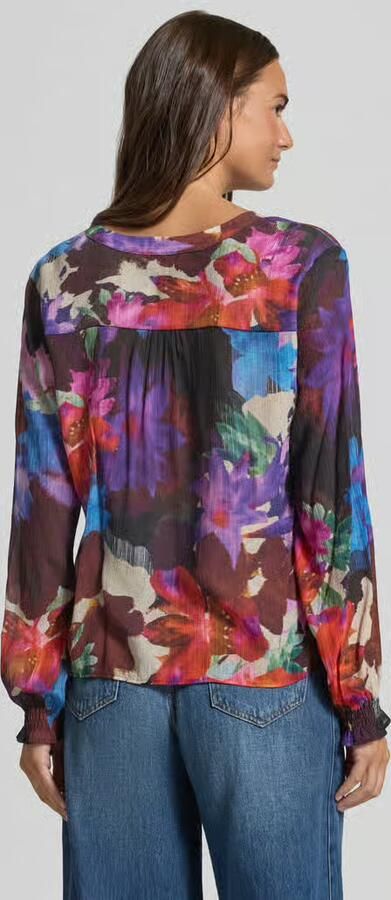 Milano italy regular fit blouse van viscosemix met v-hals - Foto 3