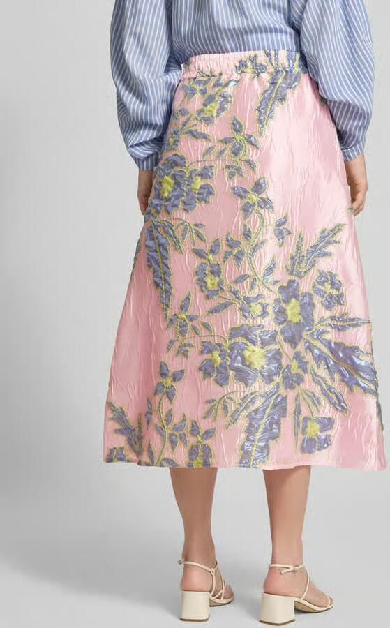Milano italy Regular Fit midirok met all-over bloemenstiksel - Foto 3