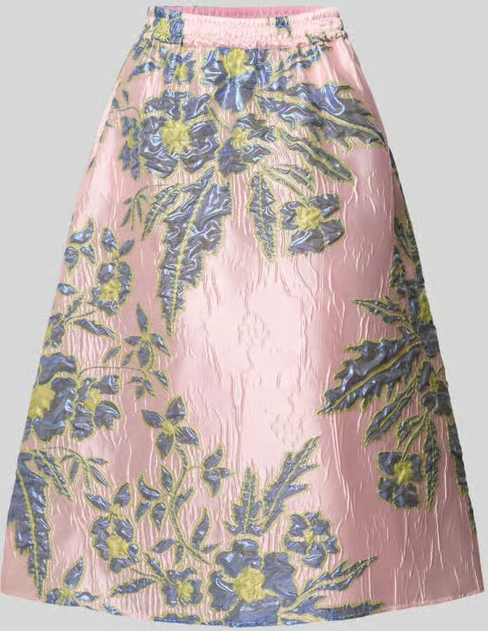 Milano italy Regular fit midirok met all-over bloemenstitching - Foto 2