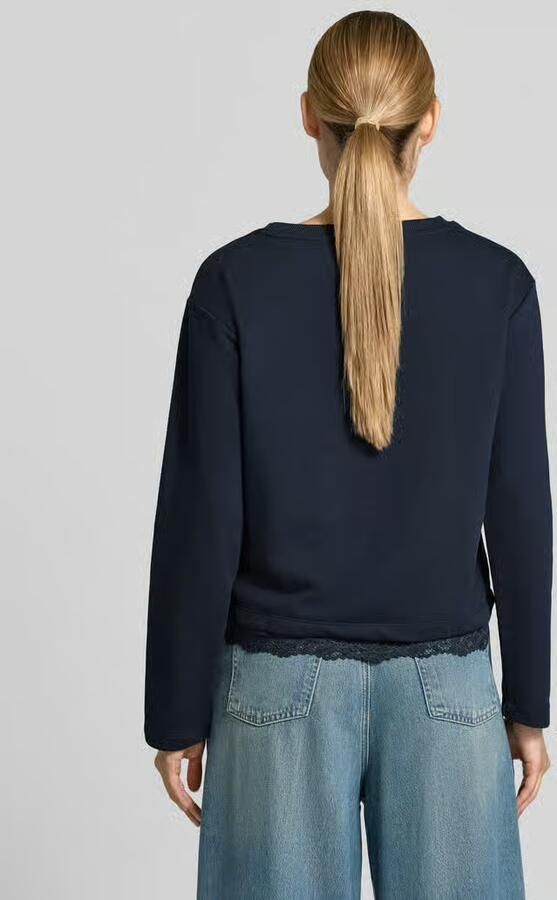 Milano italy Regular fit shirt met lange mouwen van katoenmix met kant