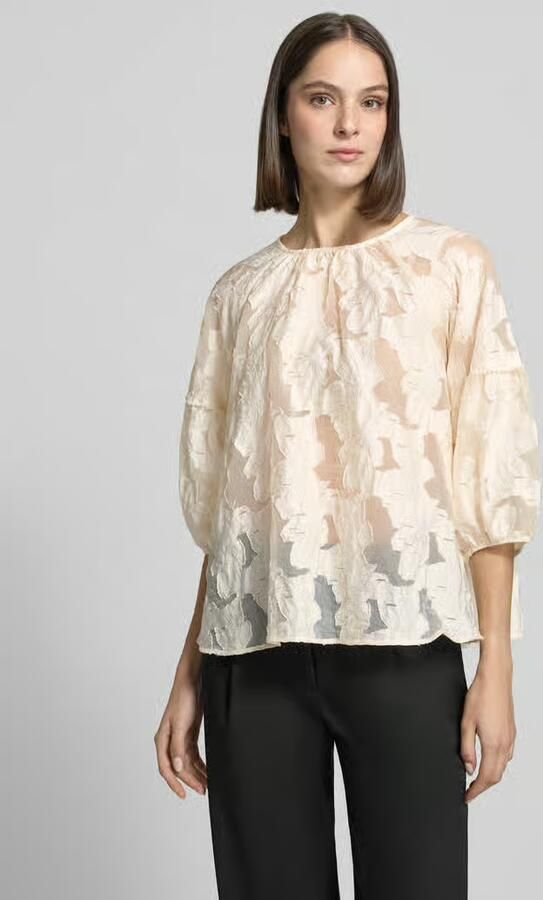 Milano italy relaxed fit blouse met 3 4-mouw en parels - Foto 3