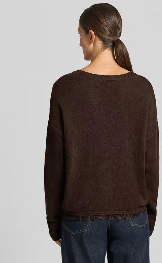 Milano italy relaxed fit gebreide pullover met kant - Foto 2