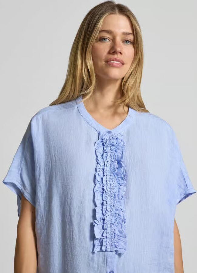Milano italy Relaxed fit linnen blouse met ruches