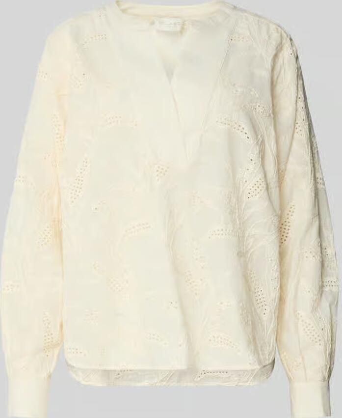 Milano italy relaxed fit tuniekblouse met opengewerkte borduursels