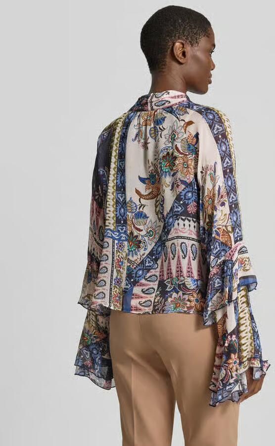 Milano italy Strikblouse van viscose met volants - Foto 3