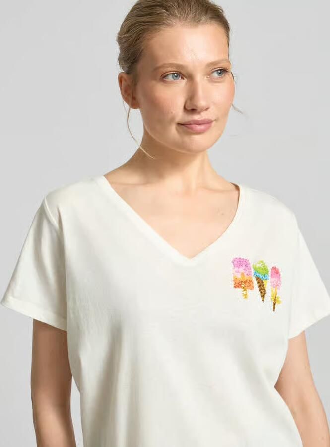 Milano italy T-shirt met motiefprint en V-hals