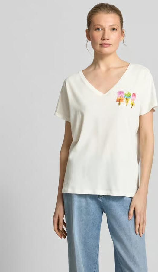 Milano italy T-shirt met motiefprint en V-hals - Foto 3