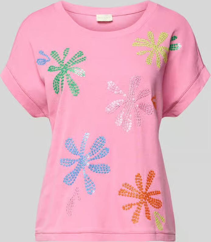 Milano italy T-shirt van mix van katoen en linnen met stitchings - Foto 2