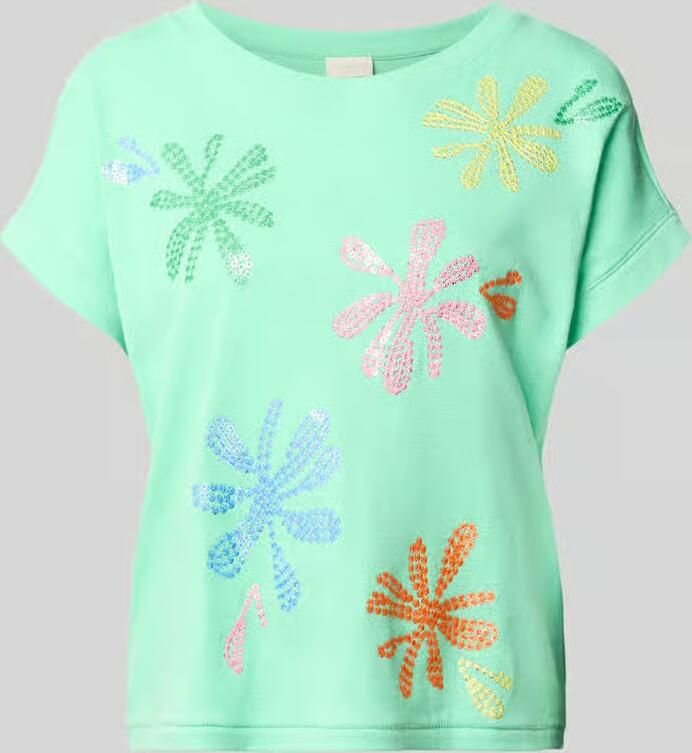 Milano italy T-shirt van mix van katoen en linnen met stitchings - Foto 2