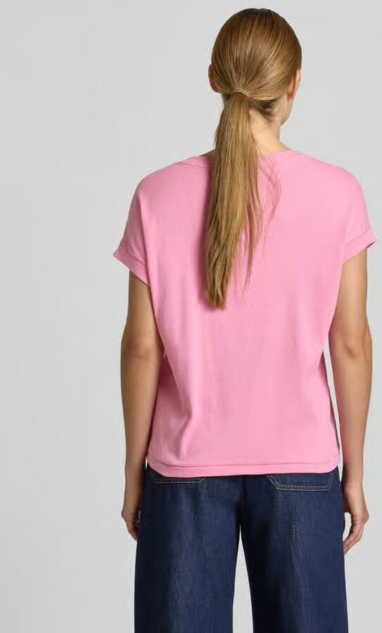 Milano italy T-shirt van mix van katoen en linnen met stitchings - Foto 2