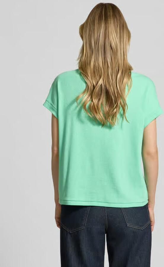 Milano italy T-shirt van mix van katoen en linnen met stitchings - Foto 3