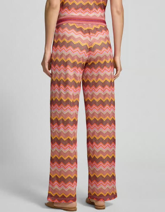 Milano italy wide fit stoffen broek in haakwerklook - Foto 2