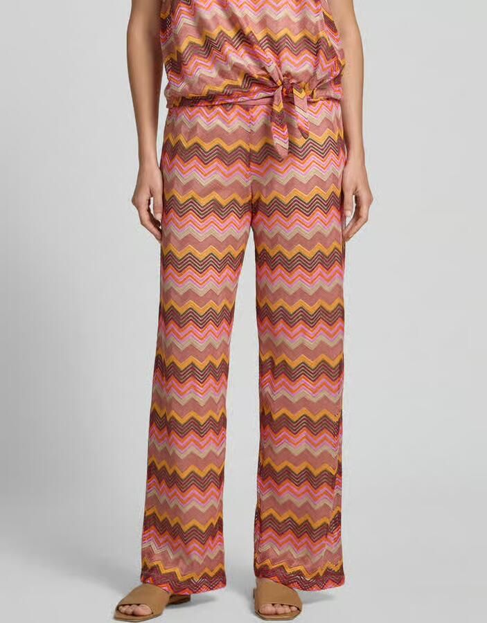 Milano italy wide fit stoffen broek in haakwerklook - Foto 3