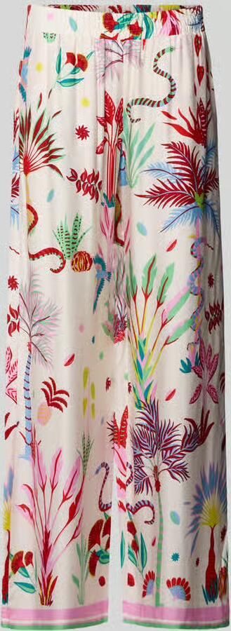 Milano italy Wide leg broek van viscose in all-over look