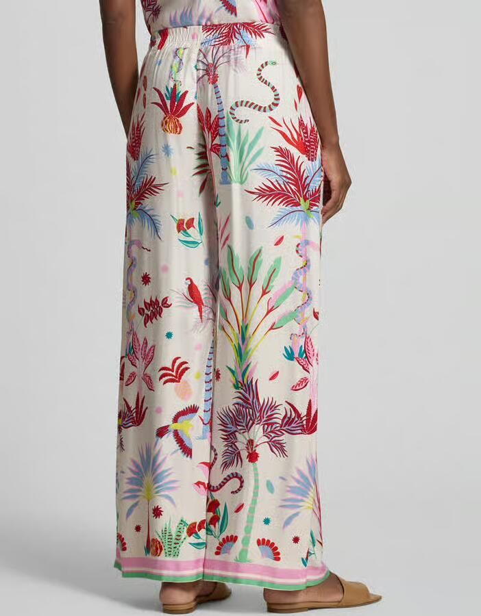 Milano italy Wide leg broek van viscose in all-over look - Foto 2