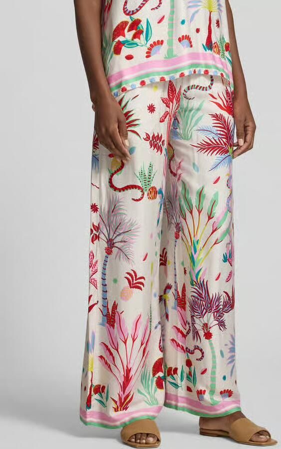 Milano italy Wide leg broek van viscose in all-over look - Foto 3