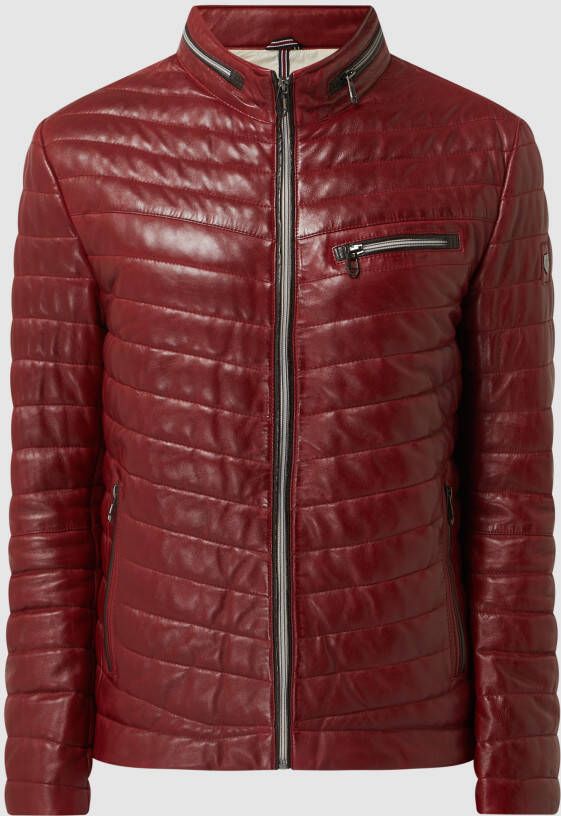 Milestone Leren jack in bikerlook model 'Damiano' gewatteerd