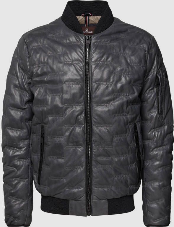 Milestone Leren jack met doorgestikte naden model 'Aron'