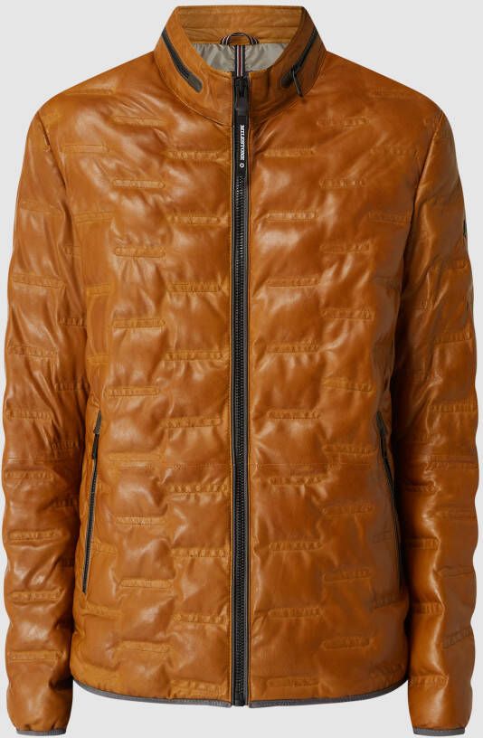 Milestone Leren jack met doorgestikte naden model 'Aversa'