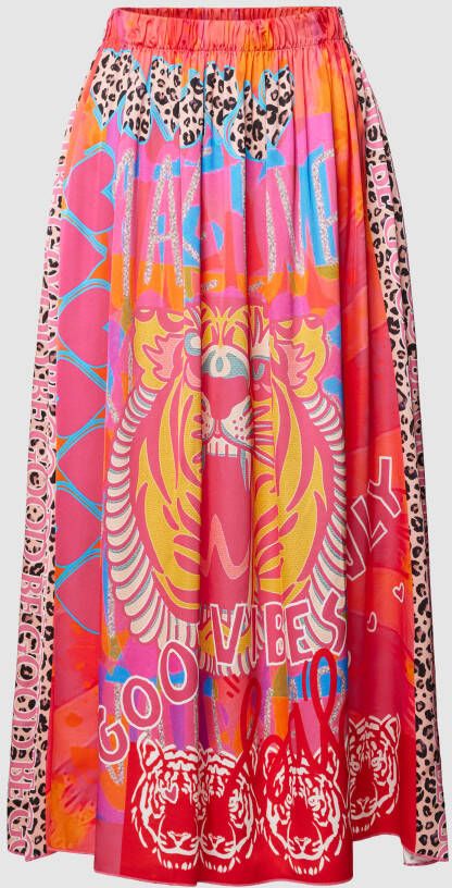 Miss goodlife Midirok van viscose model 'TIGER WITH GOOD VIBES'