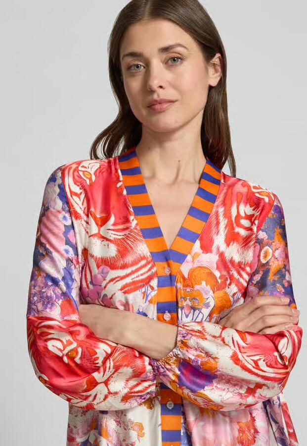 Miss goodlife midi-jurk van viscose met V-hals model 'Wild Flower'