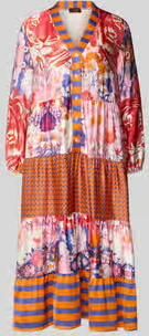 Miss goodlife midi-jurk van viscose met V-hals model 'Wild Flower'