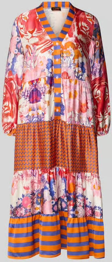 Miss goodlife midi-jurk van viscose met V-hals model 'Wild Flower' - Foto 2