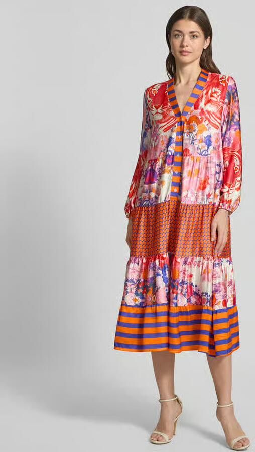 Miss goodlife midi-jurk van viscose met V-hals model 'Wild Flower' - Foto 2
