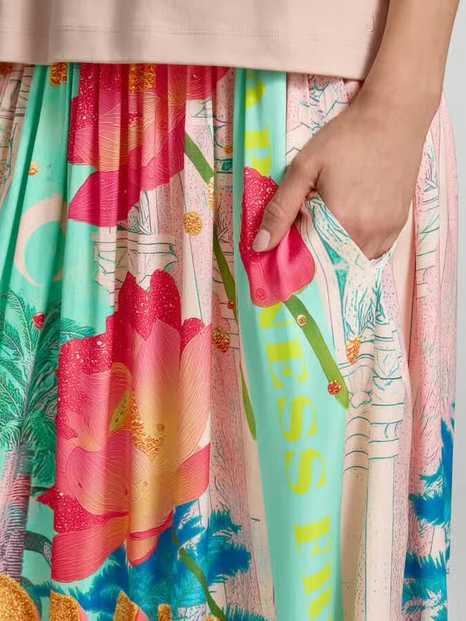 Miss goodlife Midirok van zuivere viscose met all-over motiefprint