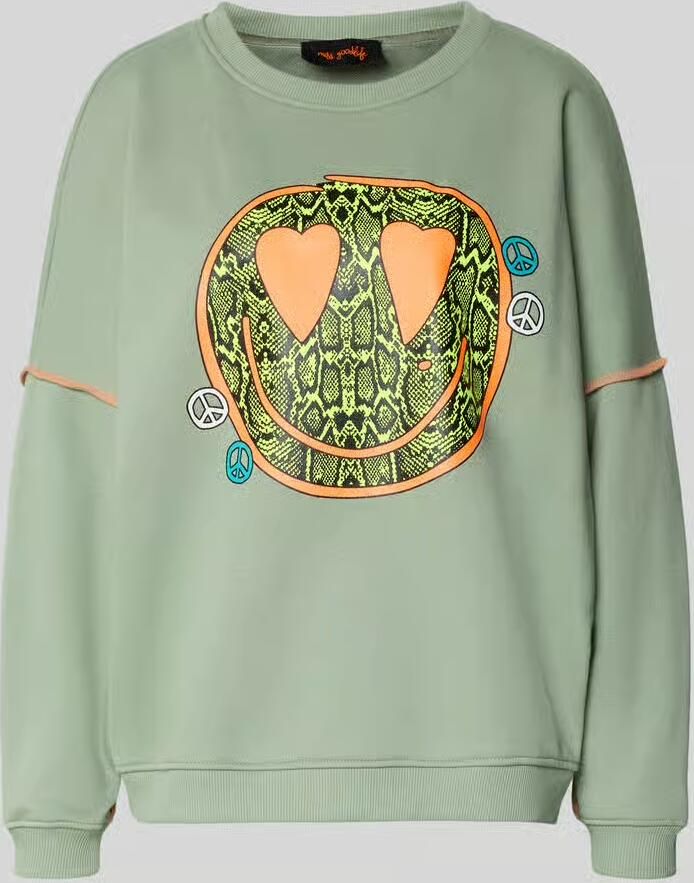 Miss goodlife Oversized sweatshirt met motiefprint model 'Heartface'