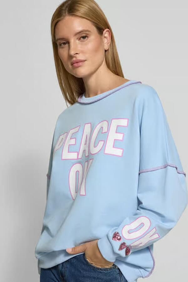 Miss goodlife Oversized sweatshirt met statementprint model 'Peace OK' - Foto 2