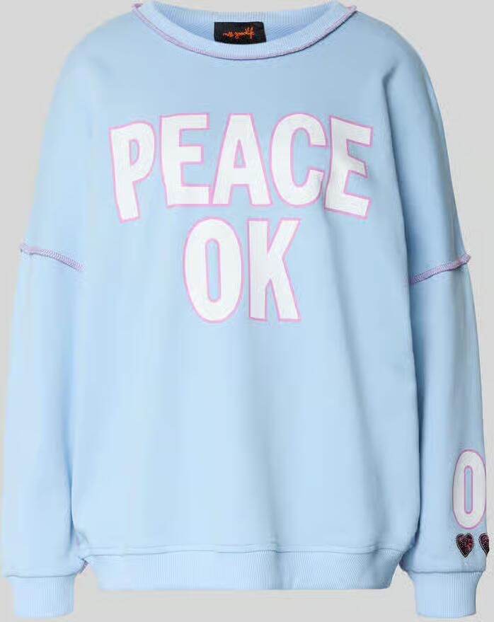 Miss goodlife Oversized sweatshirt met statementprint model 'Peace OK'
