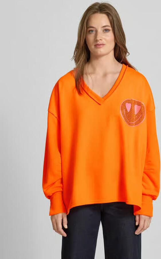 Miss goodlife Oversized sweatshirt van katoenmix met strass-steentjes - Foto 2