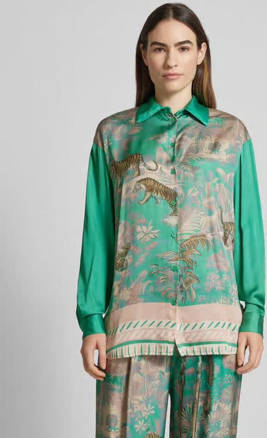 Miss goodlife Regular fit overhemdblouse met platte kraag model 'Tiger in the Jungle' - Foto 2