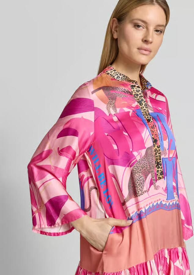 Miss goodlife relaxed fit mini-jurk van zuivere viscose met dierenprint