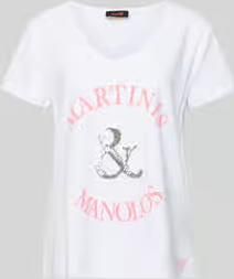 Miss goodlife Relaxed fit T-shirt met paillettenversiering model 'Martinis Manolos'