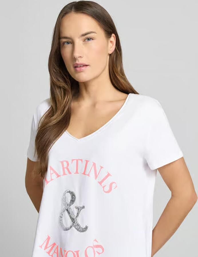 Miss goodlife Relaxed fit T-shirt met paillettenversiering model 'Martinis Manolos'