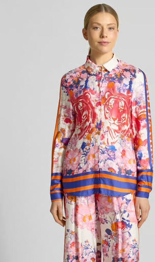 Miss goodlife slim fit blouse van viscose model 'Wild Flower' - Foto 2