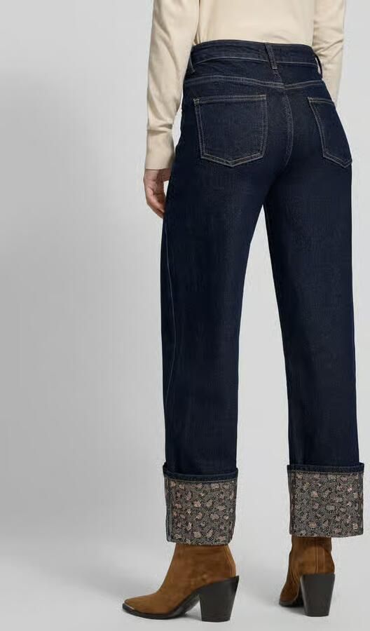 Miss goodlife Straight fit jeans met omslag en siersteentjes