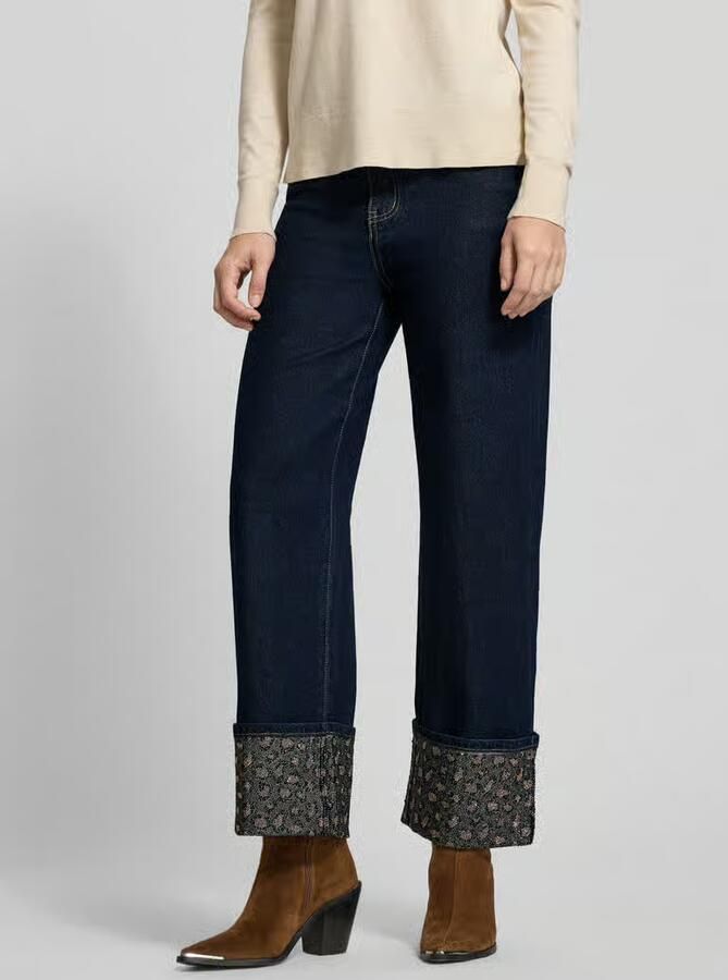Miss goodlife Straight fit jeans met omslag en siersteentjes - Foto 2