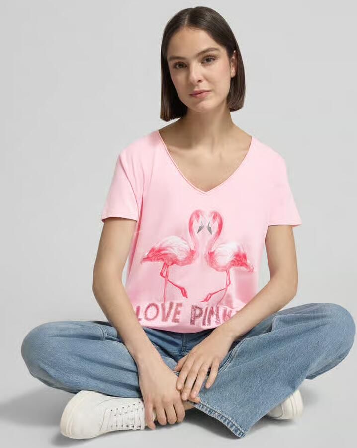 Miss goodlife T-shirt met printmodel 'Flamingo Love Me'